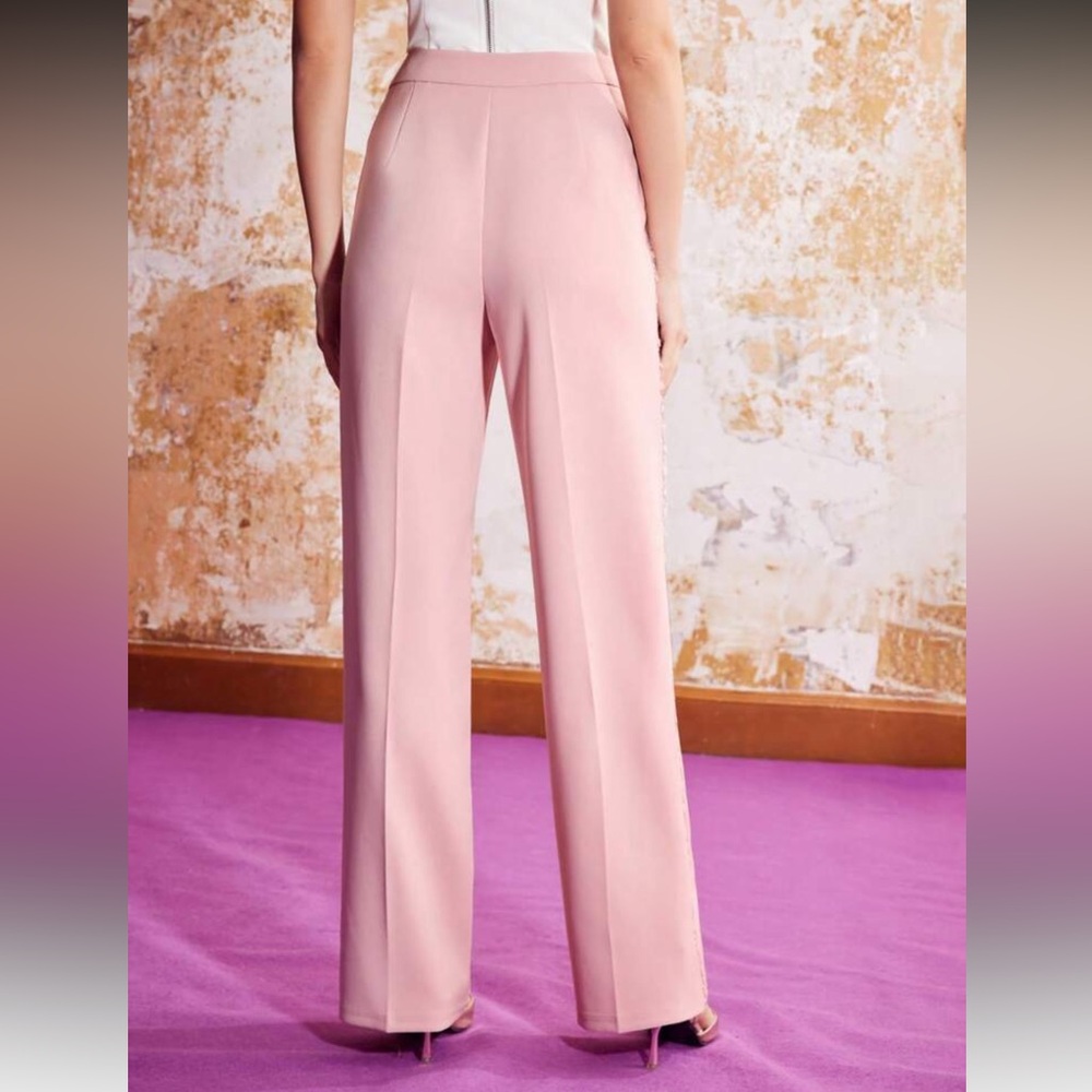 MOTF Pink Tailored Trousers with Embellished Detail | Women’s Small | NWT - Picture 2 of 7